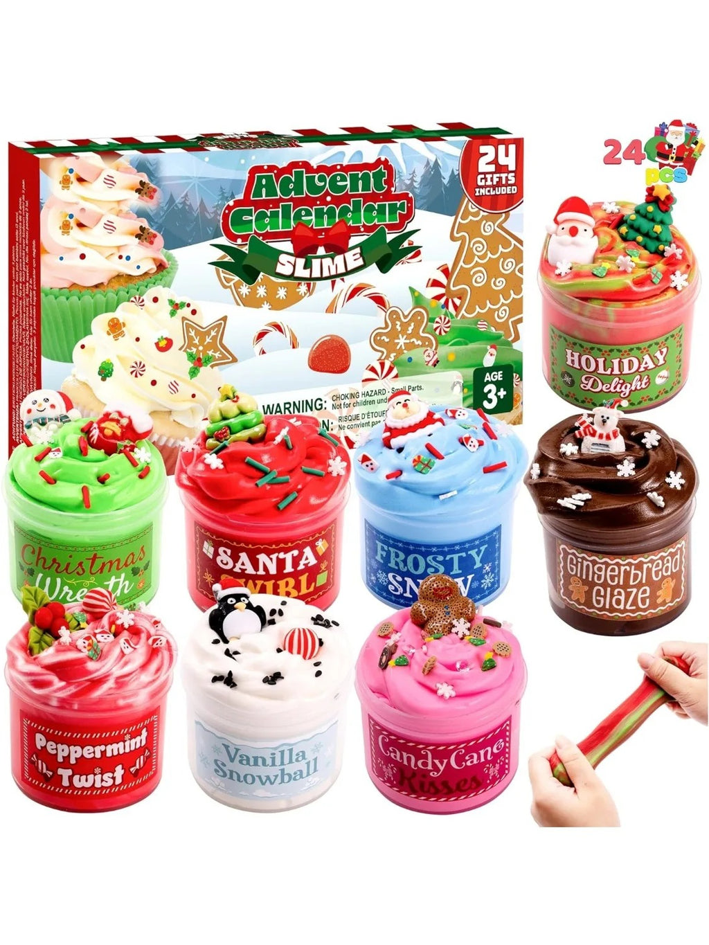 Slime Countdown calendar with 24 holiday slimes